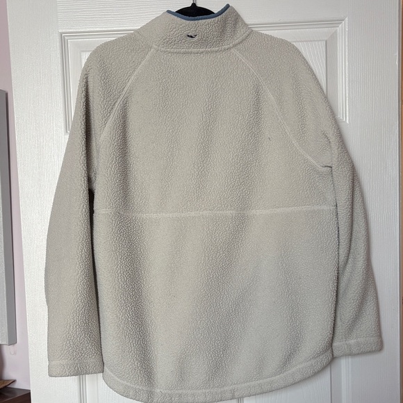Vineyard Vines Light Gray Fleece Pullover with Blue Trim - Picture 2 of 6